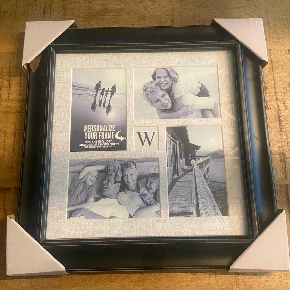 Gallery wall picture frame with full alphabet initial insert